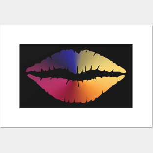 Lips Angle Gradient (Black) Posters and Art